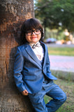 4pcs ice Blue suit (Coat+Pant+waistcoat+Bow) - CPS 003