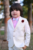 4pcs Cream White suit (Coat+Pant+Shirt+Bow) - CPS 004