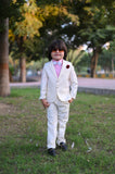 4pcs Cream White suit (Coat+Pant+Shirt+Bow) - CPS 004