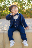 5pcs Blue suit (Coat+Waistcoat+Pant+Shirt+Bow) - CPS 002