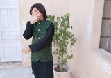 Leaf Green Embroidered Waistcoat Suit - V25