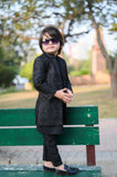 Black Open Long Sherwani -S13