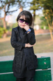 Black Open Long Sherwani -S13