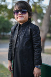 Black Open Long Sherwani -S13