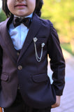 4pcs Maroon suit (Coat+Pant+waistcoat+Bow) - CPS 007