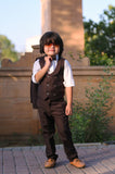 4pcs Copper Brown suit (Coat+Pant+waistcoat+Bow) - CPS 006