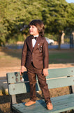 4pcs Copper Brown suit (Coat+Pant+waistcoat+Bow) - CPS 006