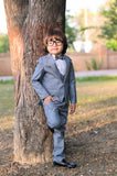 4pcs Grey suit (Coat+Pant+waistcoat+Bow) - CPS 005