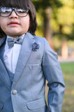 4pcs Grey suit (Coat+Pant+waistcoat+Bow) - CPS 005