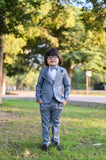 4pcs Grey suit (Coat+Pant+waistcoat+Bow) - CPS 005
