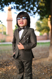 4pcs Dark Grey suit (Coat+Pant+waistcoat+Bow) - CPS 008