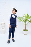 4pcs Blue suit (Waistcoat+Pant+Shirt+Bow) - CPW 006