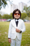 5pcs White Suit (Coat+Waistcoat+Pant+Shirt+Bow) CPS 009