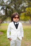 5pcs White Suit (Coat+Waistcoat+Pant+Shirt+Bow) CPS 009