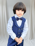 4pcs Blue suit (Waistcoat+Pant+Shirt+Bow) - CPW 006