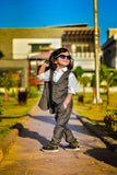 4pcs Dark Grey suit (Coat+Pant+waistcoat+Bow) - CPS 008