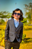 4pcs Dark Grey suit (Coat+Pant+waistcoat+Bow) - CPS 008