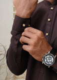 Dark Brown Kameez Shalwar with Metal Button- HM 003