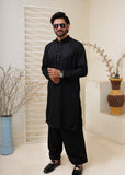Black Shirt Collar Kameez Shalwar with Metal Button- HM 005