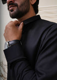 Black Shirt Collar Kameez Shalwar with Metal Button- HM 005