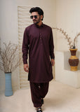 Maroon Shirt Collar Kameez Shalwar with Metal Button- HM 007