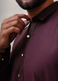Maroon Shirt Collar Kameez Shalwar with Metal Button- HM 007