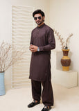 Dark Brown Shirt Collar Kameez Shalwar with Metal Button- HM 008