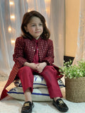 Red Long Open Sherwani S24
